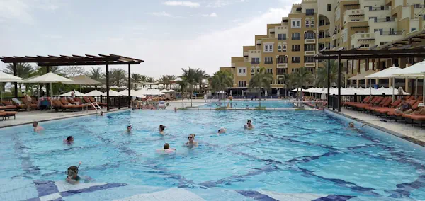 Main pool between buildings